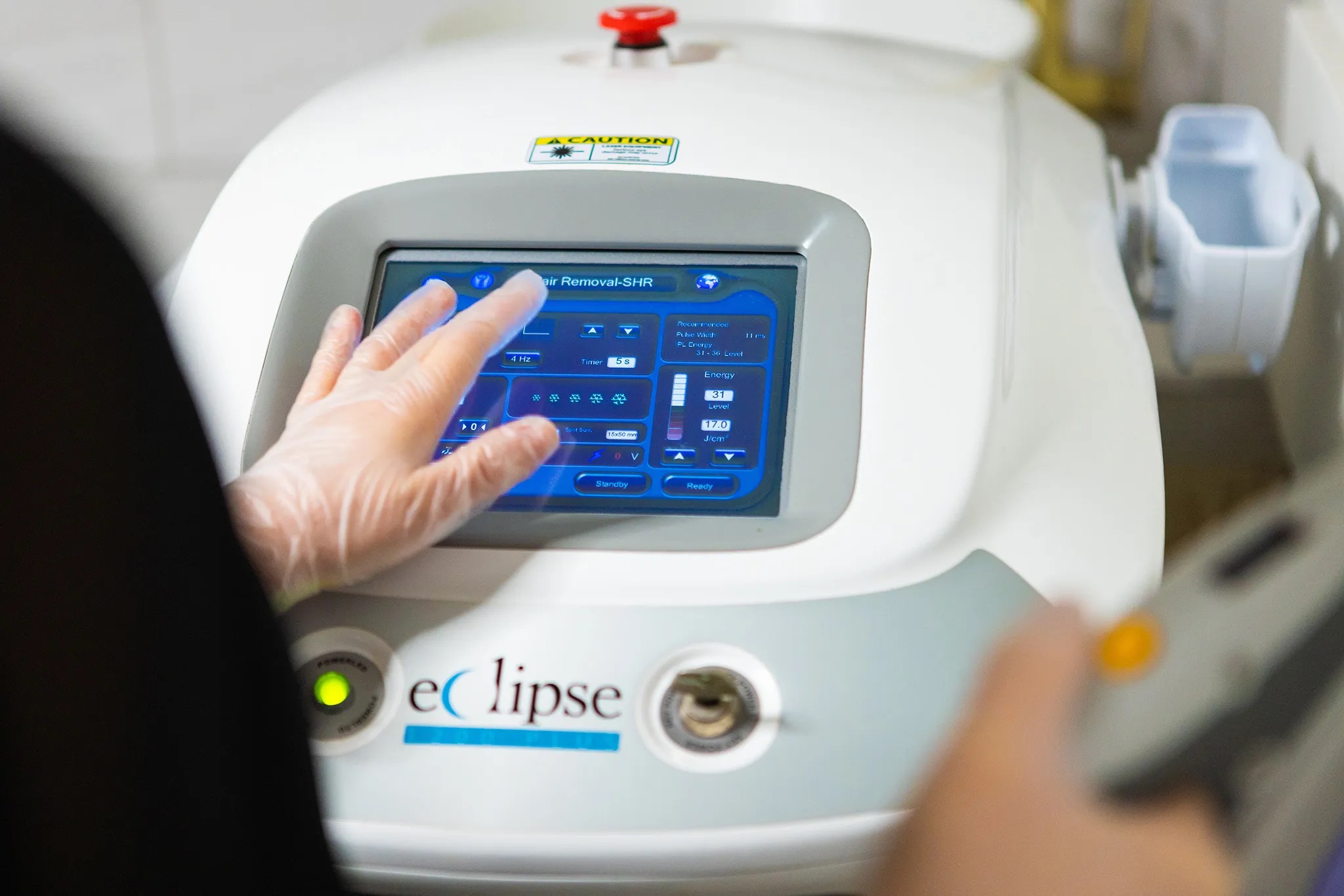 Hair removal equipment Eclipse at Le Plaisir beauty clinic, Canterbury, New Zealand